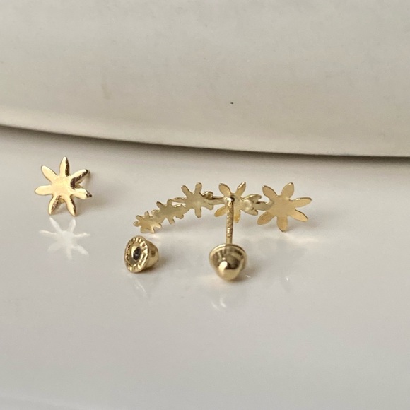 10k Solid Gold Earrings / Gold Piercing Stud Earrings / Waterproof Earrings - Picture 9 of 14